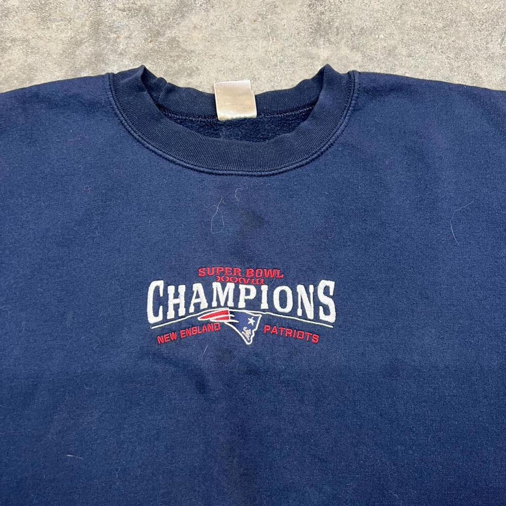 vintage new england patriots super bowl champions navy crewneck size xl - Picture 2 of 3